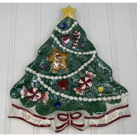 Palm Tree‎ Company Ceramics Christmas Holiday Merry Christmas Tree Candy Dish - Picture 1 of 2